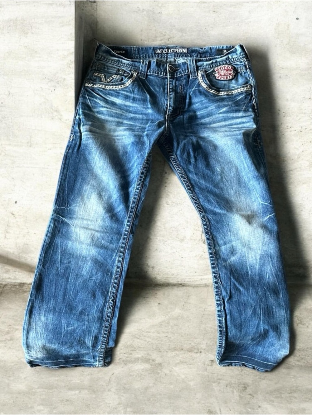 Affliction Men's Faded Blue Straight Jeans